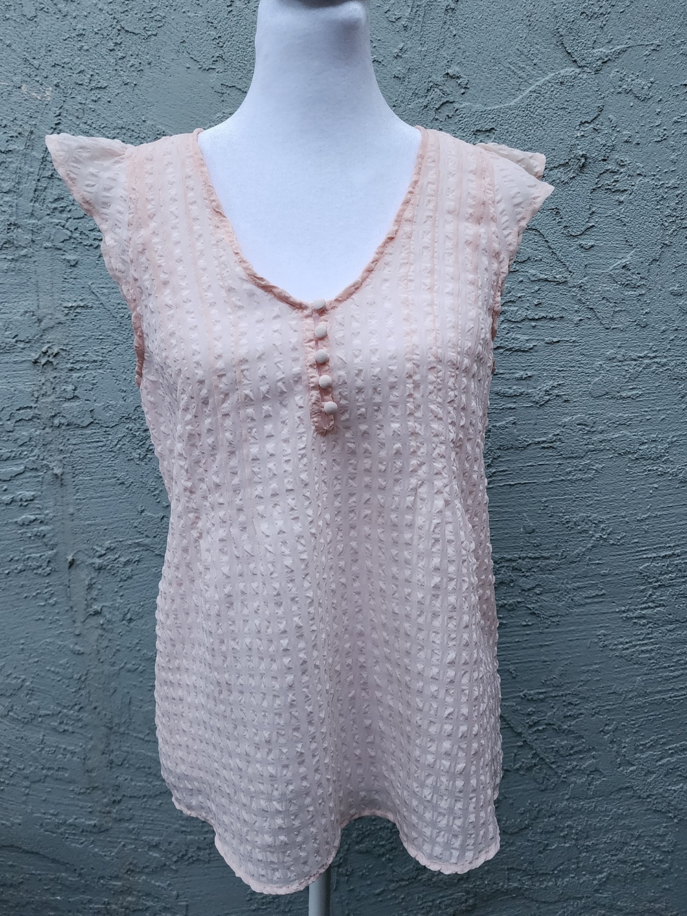 Elle Pale Pink Textured V-Neck Sleeveless Camisole